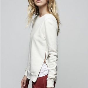 Cotton Citizen white double side-zip sweatshirt, L